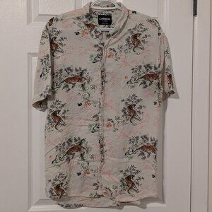 Carbon Asian tiger print button down shirt size XL